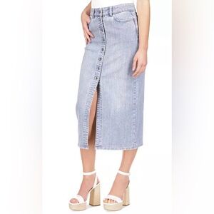 NWT Michael Kors -Midi blue denim button front skirt with front skirt.Size 14